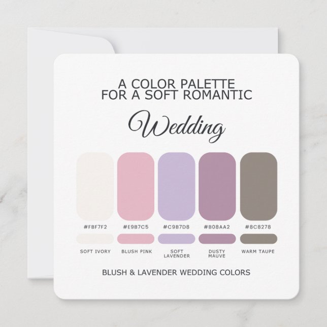 Blush and Lavender Wedding Color Palette Card (Front)