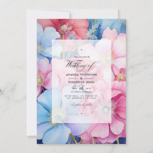 Blush and Light Blue Floral Wedding Invitation