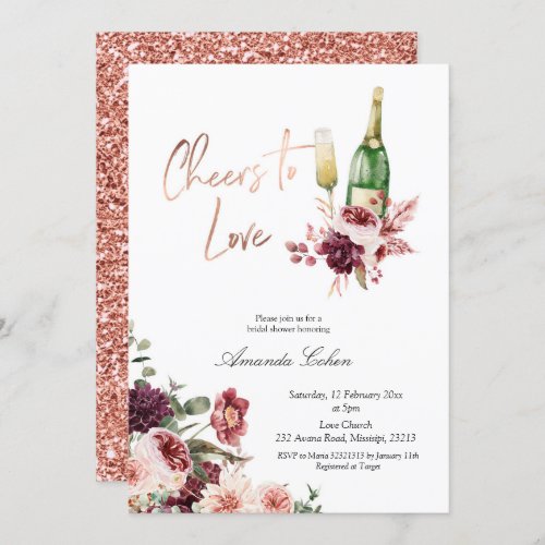 Blush and Marsala Cheers to Love Invitation