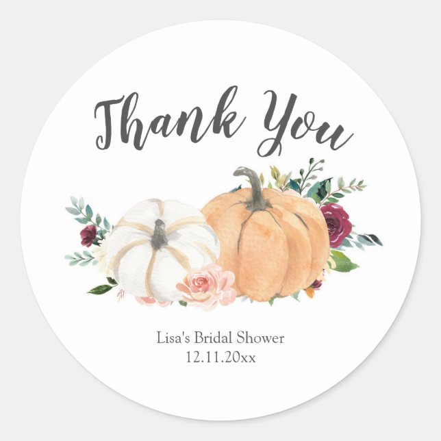 Blush and Marsala Floral Pumpkin Sticker (Front)