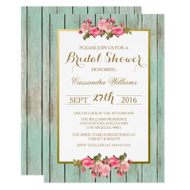 Blush And Mint - Bridal Shower Floral Invitation