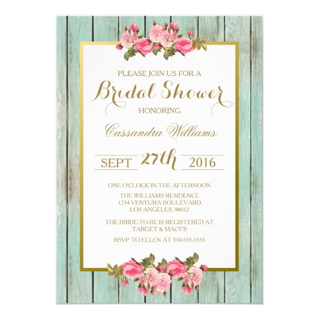 Blush And Mint - Bridal Shower Floral Invitation