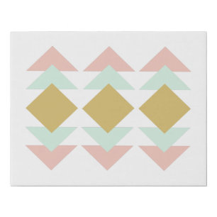 Blush and Mint Modern Geometric Triangle Art Faux Canvas Print