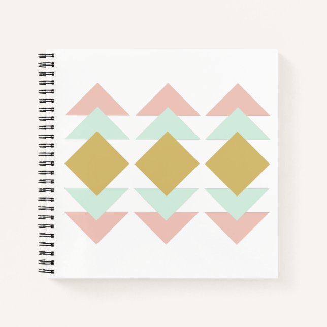 Blush and Mint Modern Geometric Triangle Art Notebook (Front)