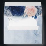 Blush and Navy Blue Romantic Modern Watercolor Envelope<br><div class="desc">Dusty blue,  navy blue and blush watercolor flowers wedding envelopes</div>