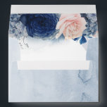 Blush and Navy Blue Romantic Modern Watercolor Envelope<br><div class="desc">Dusty blue,  navy blue and blush watercolor flowers wedding envelopes</div>