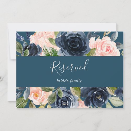 Blush and Navy Flowers  Blue Reserved Sign