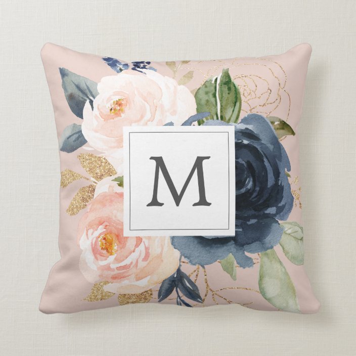 blush and navy pillows