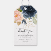 Blush and Navy Flowers | White Thank You Favor Gift Tags (Front)