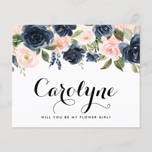 Blush and Navy Flowers Will You Be My Flower Girl