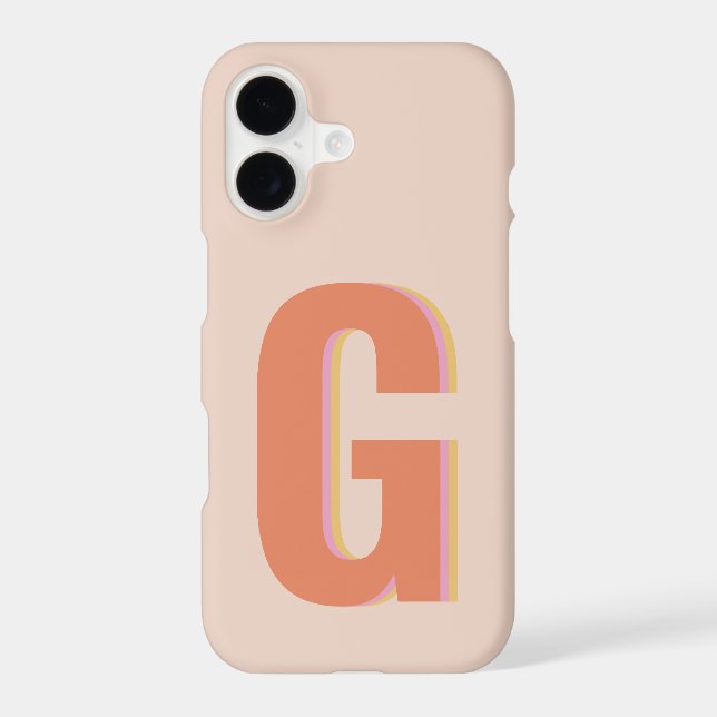 Blush and Orange Retro Typography Monogram Initial Case-Mate iPhone Case (Back)
