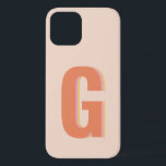 Blush and Orange Retro Typography Monogram Initial iPhone 12 Case<br><div class="desc">Blush and Orange Retro Typography Monogram Initial Phone Case</div>