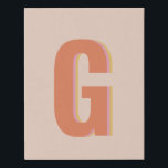 Blush and Orange Retro Typography Monogram Initial Faux Canvas Print<br><div class="desc">Blush and Orange Retro Typography Monogram Initial Canvas Print</div>