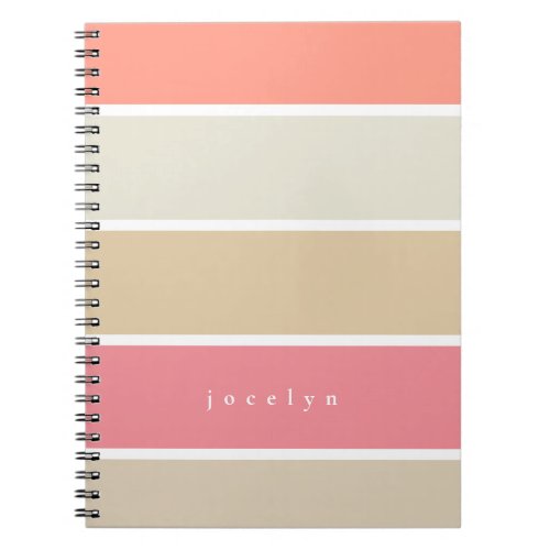 Blush and Peach Color Block Monogrammed Girly Notebook