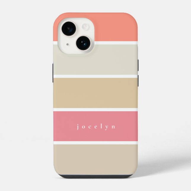 Blush and Peach Color Block Rectangles Monogrammed Iphone Case (Back)