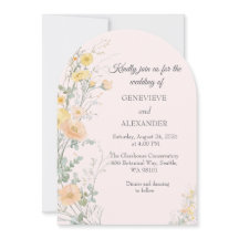 Blush and Peach Wildflower Arch Wedding Invitation