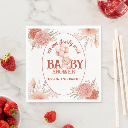 Blush and Pink Bear Baby Shower Napkins