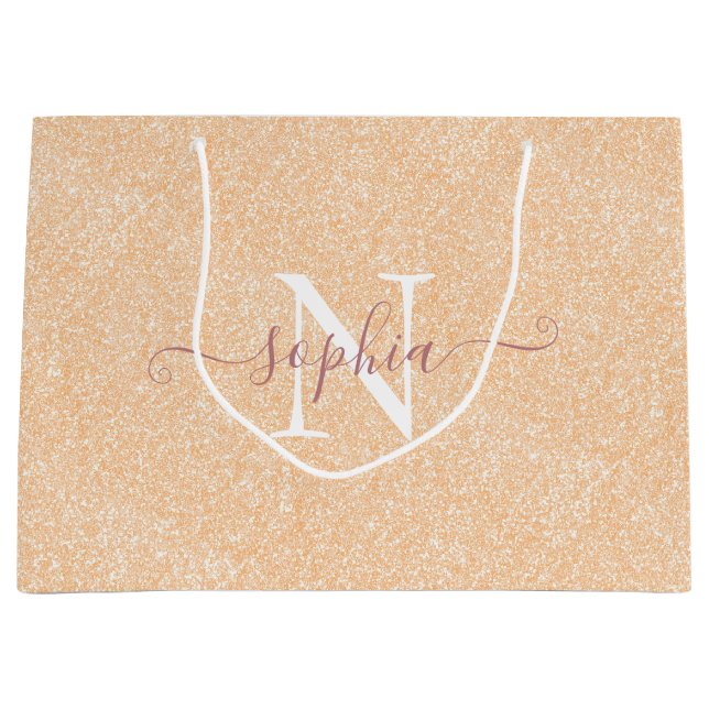Blush and Pink Glitter Customized Large Gift Bag (Front)