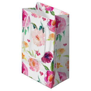 Blush and Pink Watercolor Peonies Pattern Gift Bag