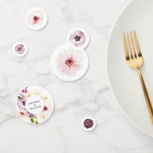 Blush and Plum Watercolor Floral Wedding Confetti