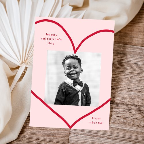 Blush and Red Heart Classroom Valentines Day Card