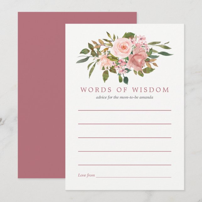 Blush and Rose Gold Baby Shower Advice for Mom Invitation (Front/Back)