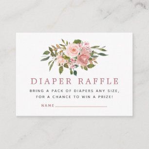 Blush and Rose Gold Baby Shower Diaper Raffle Enclosure Card