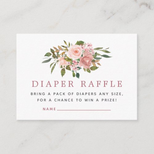 Blush and Rose Gold Baby Shower Diaper Raffle Enclosure Card