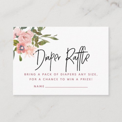 Blush and Rose Gold Baby Shower Diaper Raffle Enclosure Card