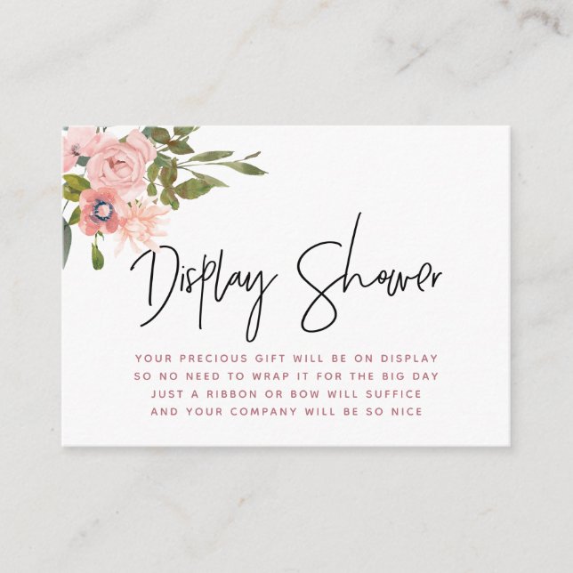 Blush and Rose Gold Baby Shower Display Shower Enclosure Card (Front)