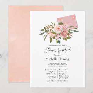 Blush and Rose Gold Flora Baby or Bridal Shower Invitation