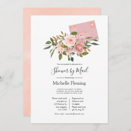 Blush and Rose Gold Flora Baby or Bridal Shower Invitation