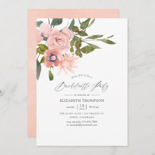 Blush and Rose Gold Floral Bachelorette Party Invitation