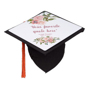 Blush and Rose Gold Floral personalized Graduation Cap Topper
