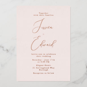 Blush and Rose Gold Foil Wedding Invitation