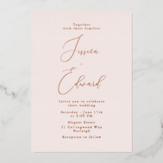 Blush and Rose Gold Foil Wedding Invitation