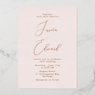 Blush and Rose Gold Foil Wedding Invitation Foil Invitation