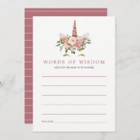 Blush and Rose Gold Unicorn Baby Shower Mom Advice Invitation
