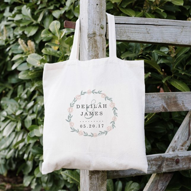 Blush and Sage Botanical Floral Wedding Tote Bag (Creator Uploaded)