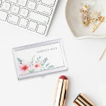 Blush and Sage Floral Case For Business Cards<br><div class="desc">Elegant and feminine business card case in features a bouquet of blush pink watercolor flowers and sage green leaves blooming from the corner. Personalize with your name,  monogram or business name in modern slate lettering.</div>