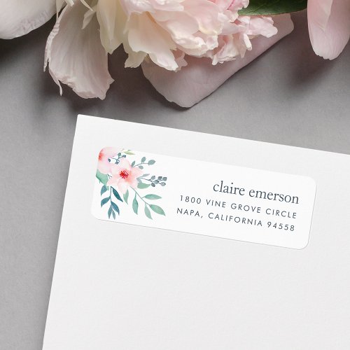 Blush and Sage Floral Return Address Label