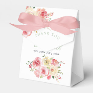 Blush and Sage Green Floral Wedding Thank You Favor Boxes