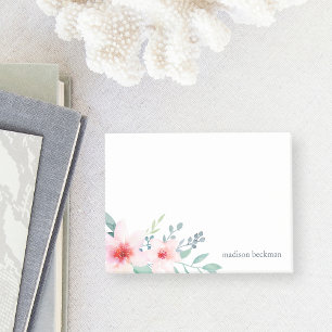 Blush and Sage Watercolor Floral Post-it Notes