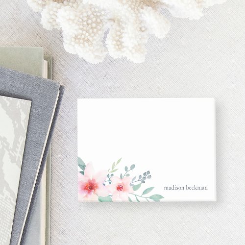 Blush and Sage Watercolor Floral Post_it Notes