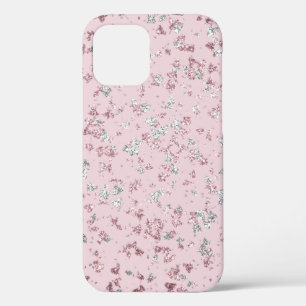 Blush and Silver Glitter Flakes iPhone 12 Pro Case