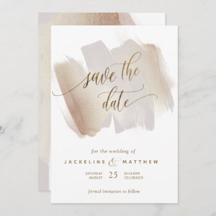 Blush and Terracotta Brush Strokes Minimal Wedding Save The Date