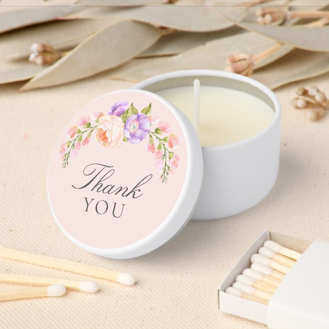 Blush and Violet Bloom Baby Shower Thank You Mini Candle Favors (Insitu)