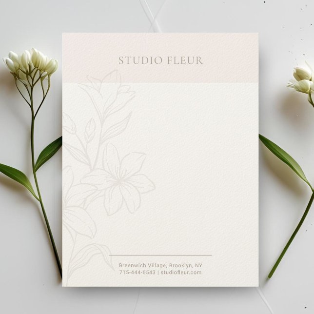 Blush and White | Chic Minimal Floral Letterhead (Creator Uploaded)