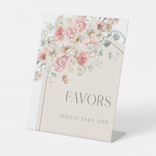 Blush and White Floral Arch Favors Sign