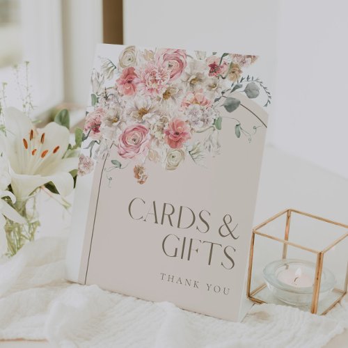 Blush and White Floral Arch Gifts and Cards Sign